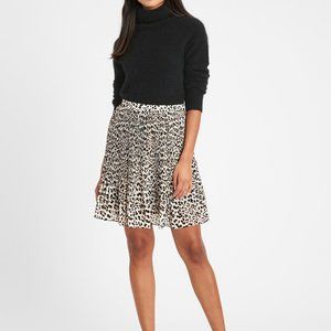 Banana Republic pleated leopard mini skirt 12P nwt